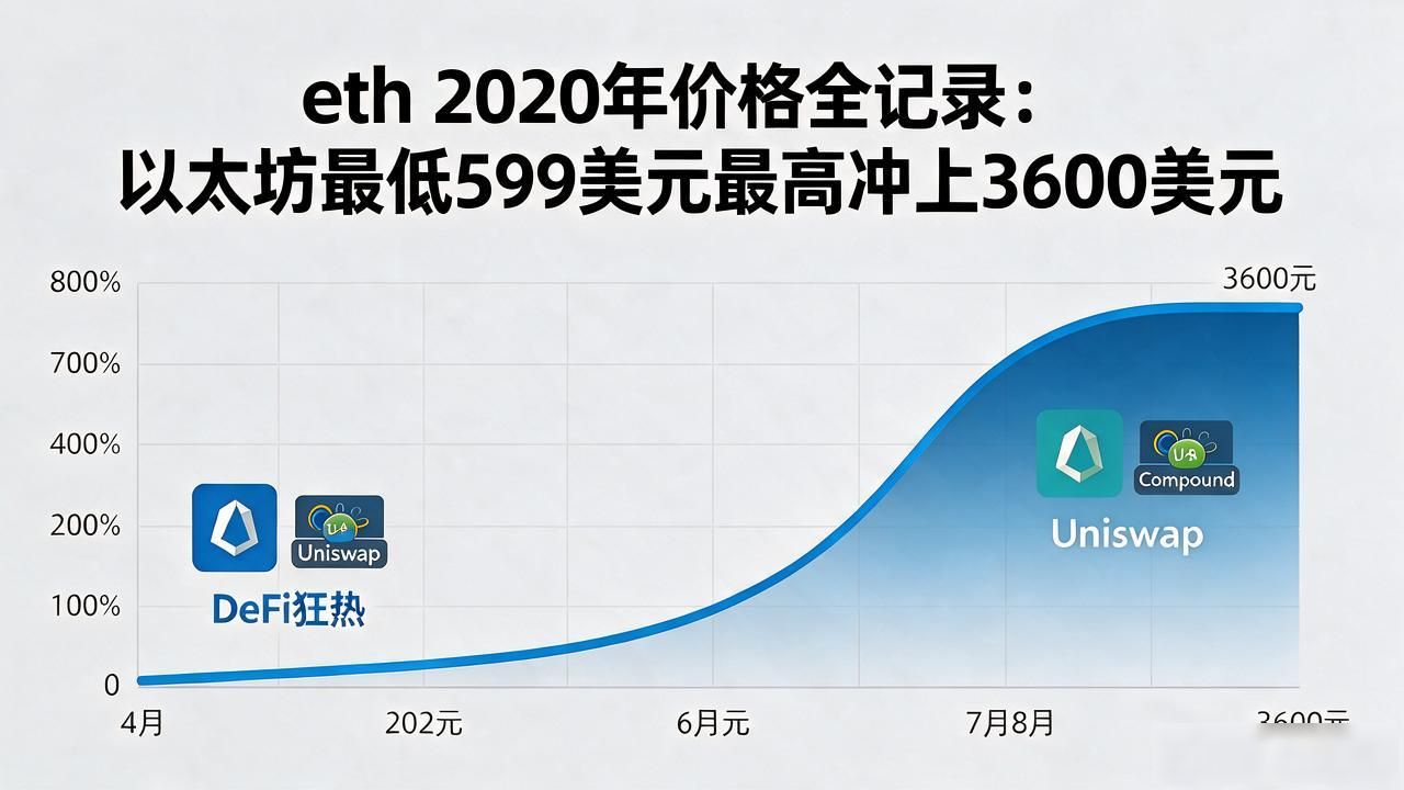 eth 2020年价格全记录：以太坊最低599美元最高冲上3600美元