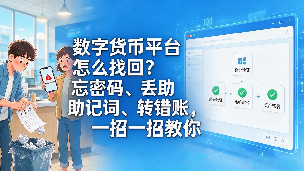 数字货币平台怎么找回？忘密码、丢助记词、转错账，一招一招教你