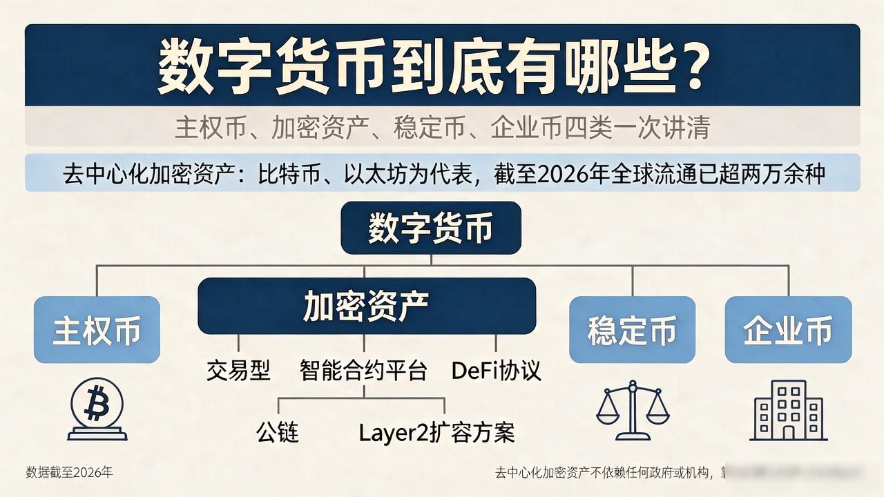 数字货币到底有哪些？主权币、加密资产、稳定币、企业币四类一次讲清