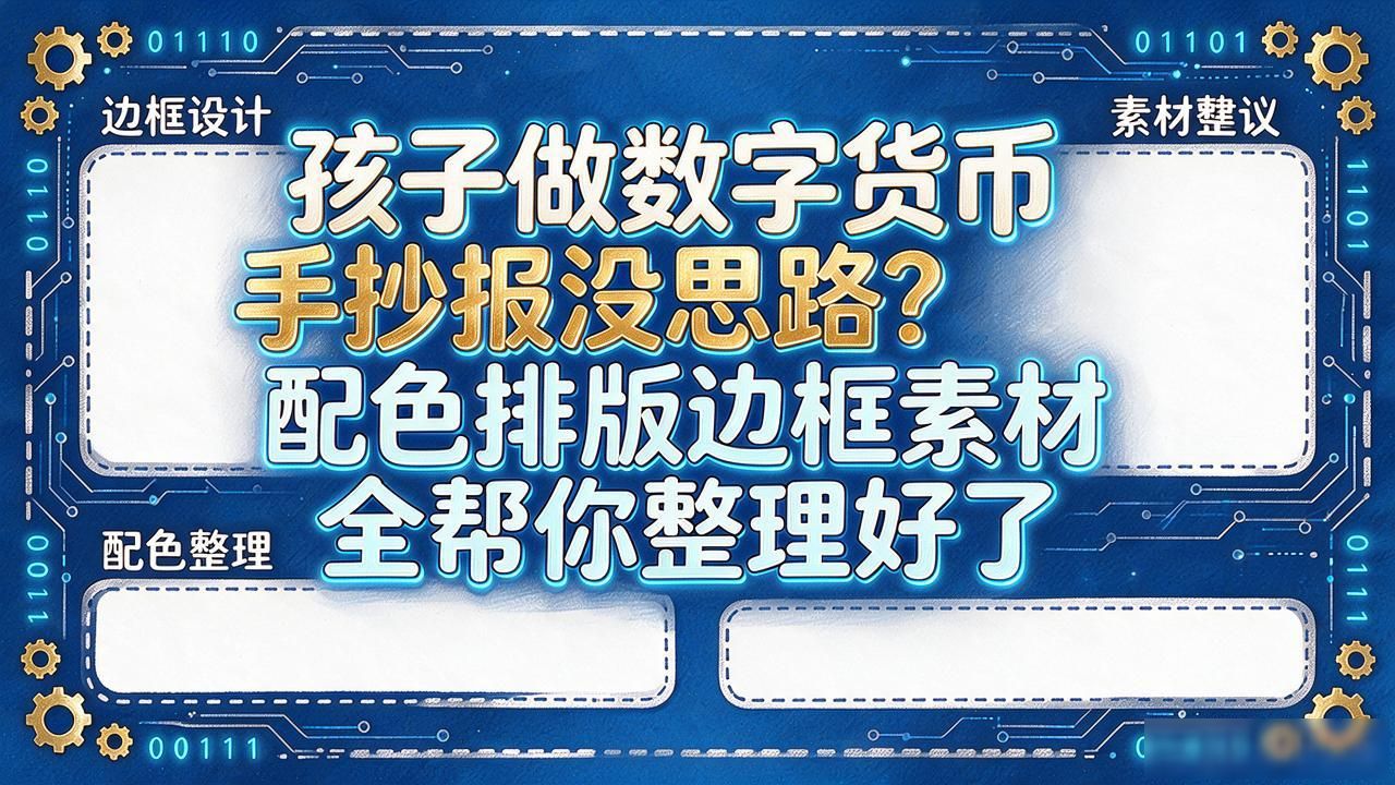 孩子做数字货币手抄报没思路？配色排版边框素材全帮你整理好了