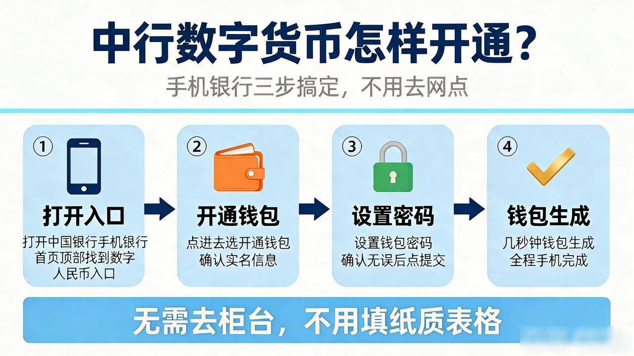中行数字货币怎样开通？手机银行三步搞定，不用去网点