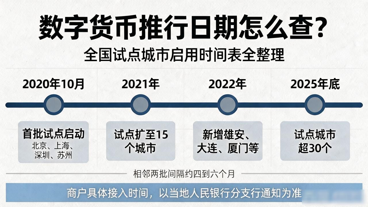 数字货币推行日期查询_数字人民币试点城市启用时间_查询数字人民币试点进展
